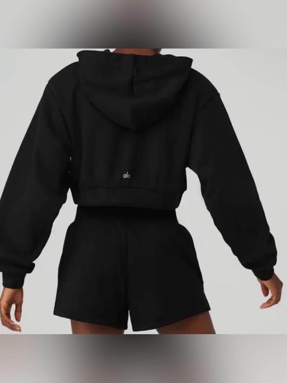 Alo Cropped Headliner Black Hoodie